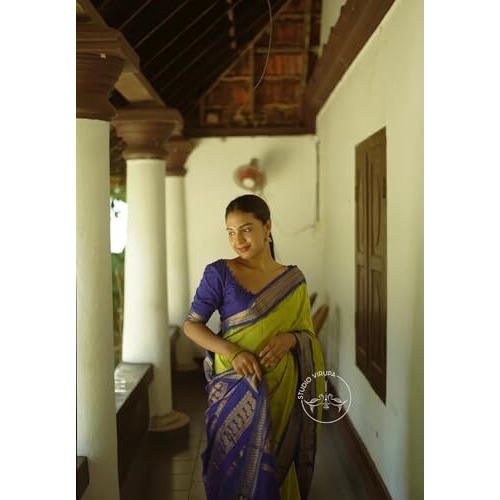 Shiv Textiles Banarasi Silk Saree For Women.(Mc-635-Navy Blue)