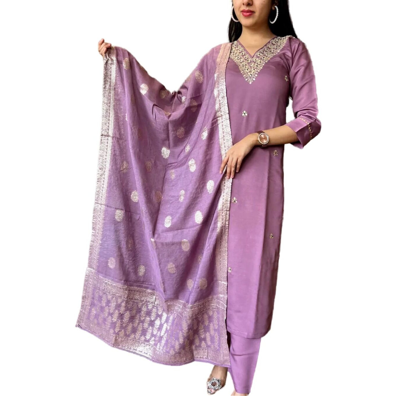 Fashion Basket Silk Embroidered Kurta Set With Duptta For Women