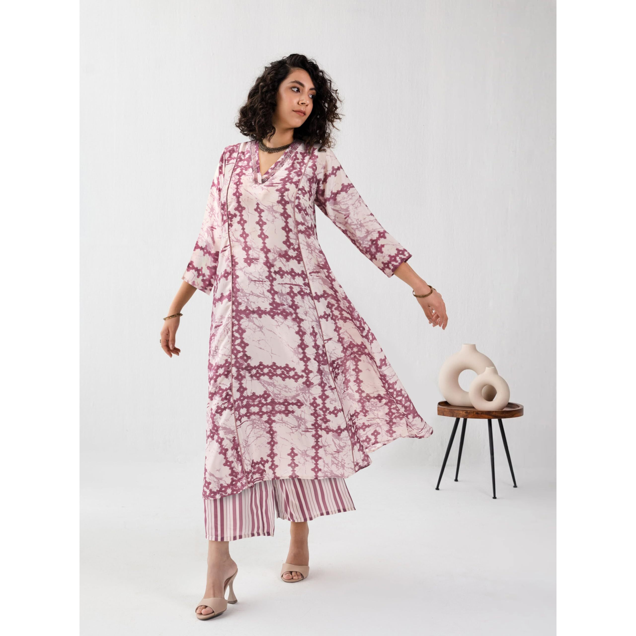 Toochki Kurta Set For Women | Two Piece Kurta Set | Ethnic Kurta Set | Latest Women Kurta Set | Flared Kurta Set | Trendy Long Kurta Set | Off White Kurta Set | Embellished Work In Neck