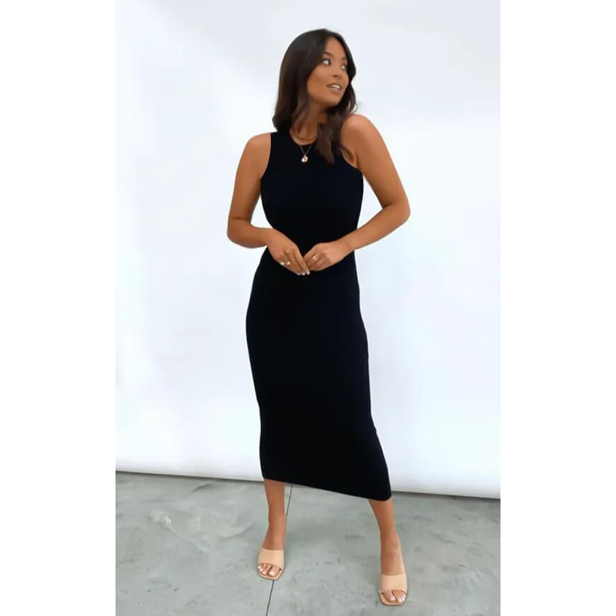 Toochki Women's Lycra Midi Western Bodycon Dress (Toochki245-Drne/3Xl_Black