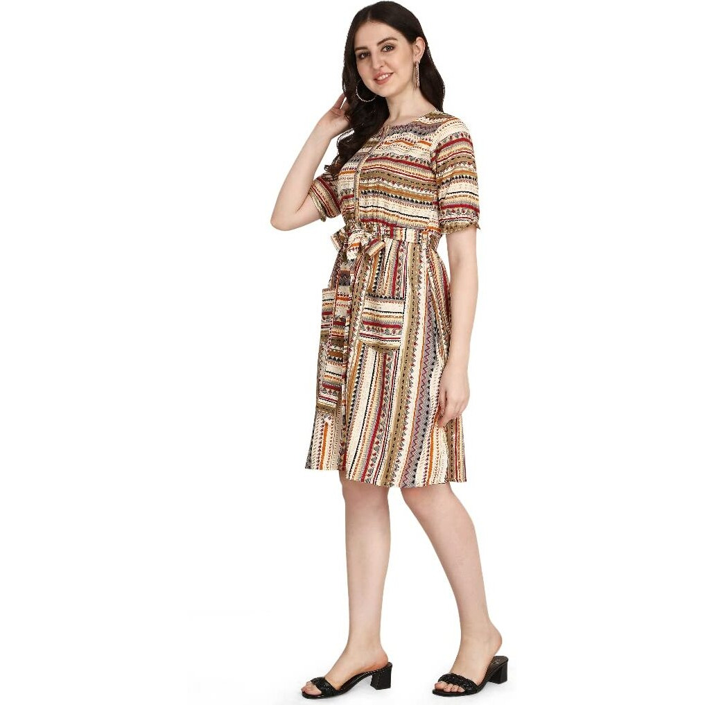 Om Sai Latest Creation New Hot Stylish Sequin Knee Length Western Dresse Latest Mini Dress For Rayon Bodycon Women's Long Dress Womens (Small, Cream)