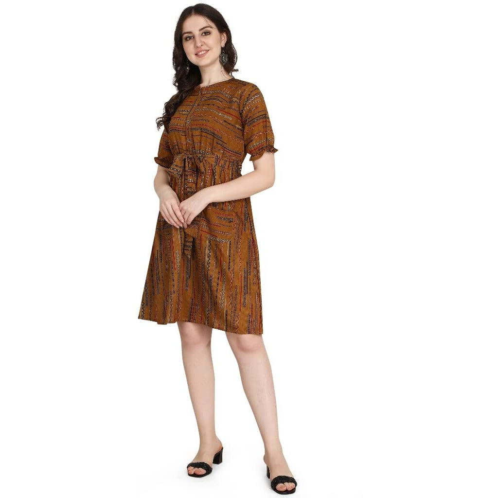 Om Sai Latest Creation New Hot Stylish Sequin Knee Length Western Dresse Latest Mini Dress For Rayon Bodycon Women's Long Dress Womens (Xxx-Large, Dark Brown)