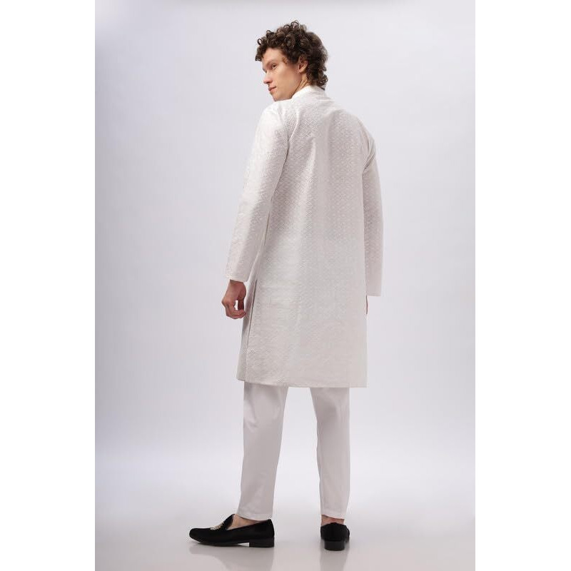 Be Active Men's Cotton Blend Regular Kurta (My0013-Kr 1_White