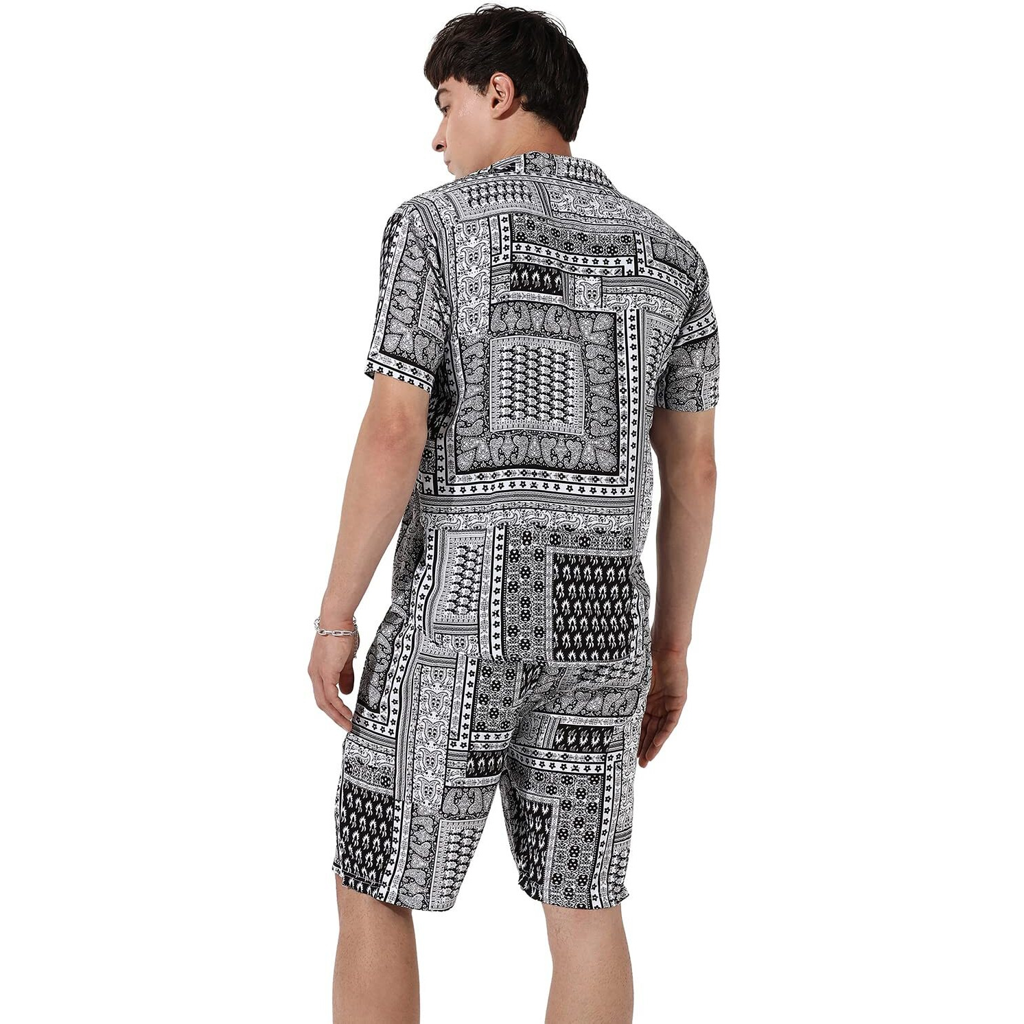 Campus Sutra Men's Multicolour Bohemian Print Co-Ord Set For Casual Wear | Cotton Rayon Fabric | Clothing Set Crafted With Comfort Fit & High Performance For Everyday Wear