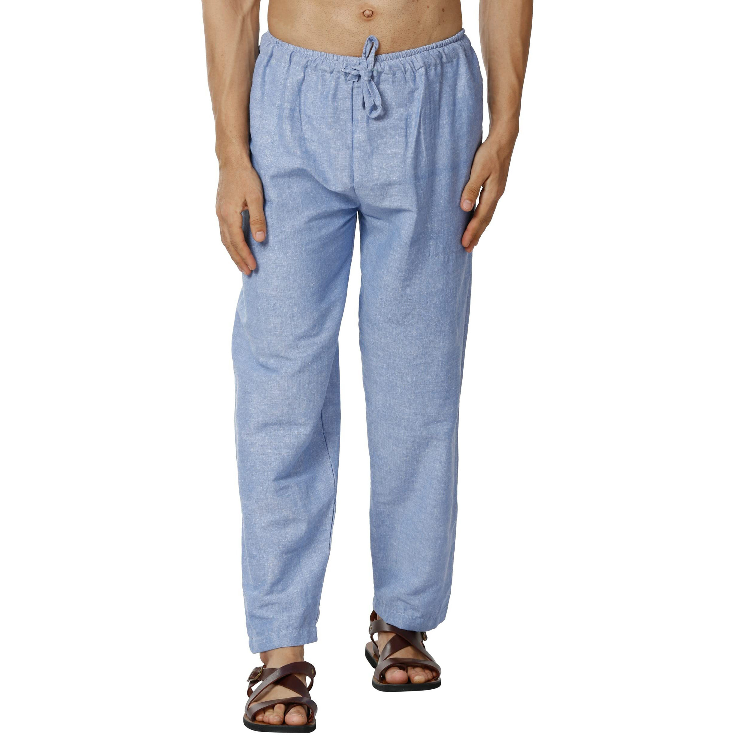 Digital Shopee Men's Eco-Friendly Cotton Pyjama Pack Of 2 | Blue + Green | 26-30 Inches