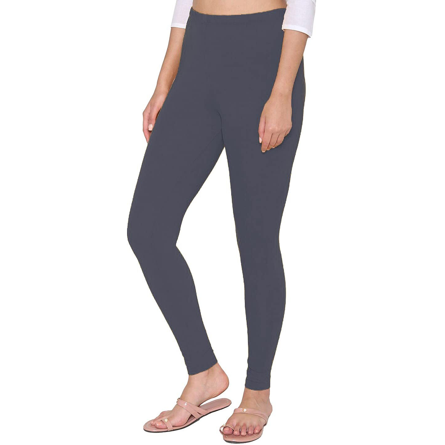 Shasmi Women's Leggings Cotton Lycra 4 Way Stretchable Skin Fit Light Chikku Colored Ankle Length Leggings For Women (Leggings Ankle) (Plus Size(3Xl/4Xl), Grey)
