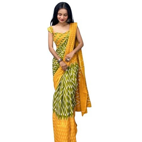 Shiv Textiles Cotton Printed Saree For Women.(Smc-St-232-Yellow)