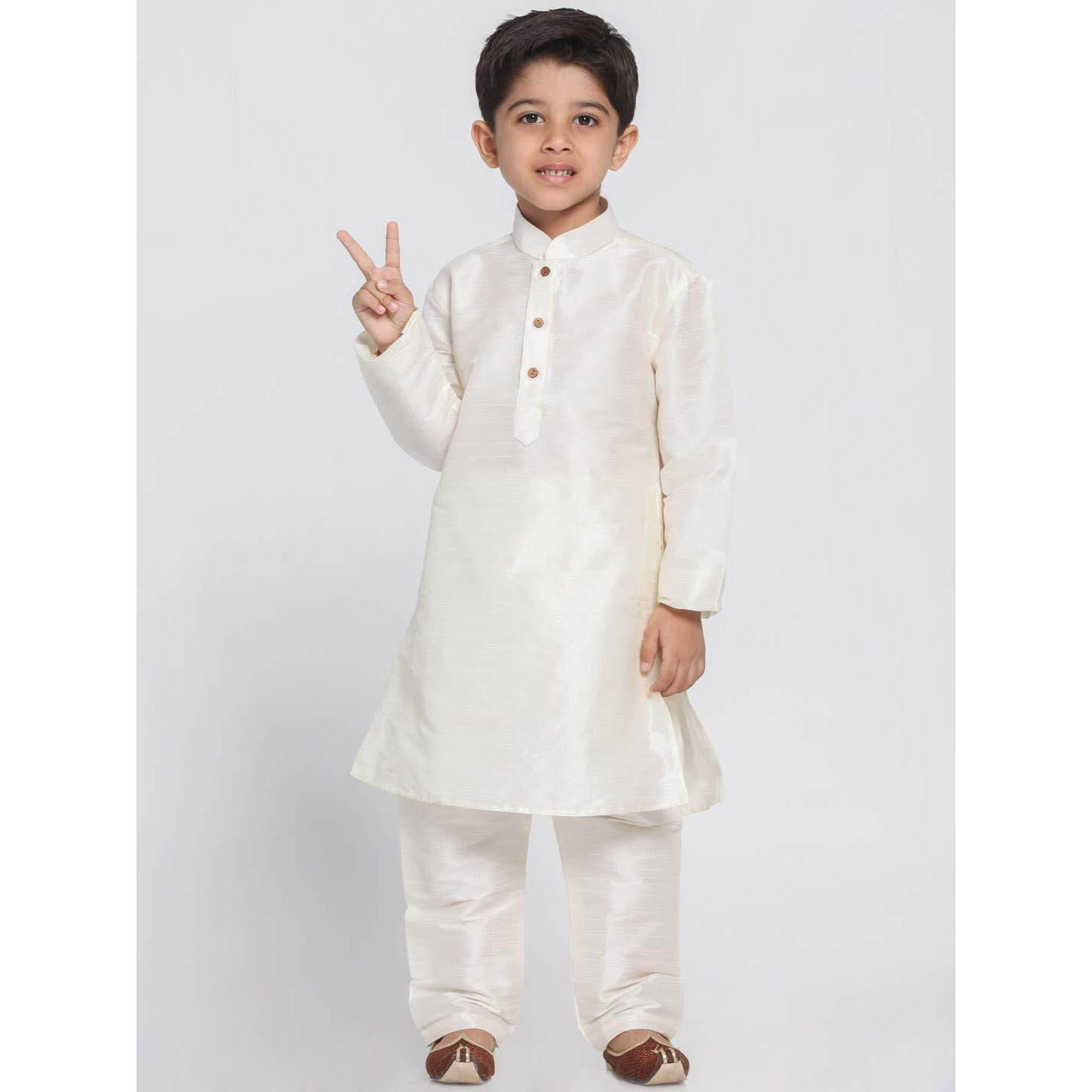 Jbn Creation Boys' Cream Silk Blend Kurta And Pyjama Set_Vasbkcr001Npcr_16