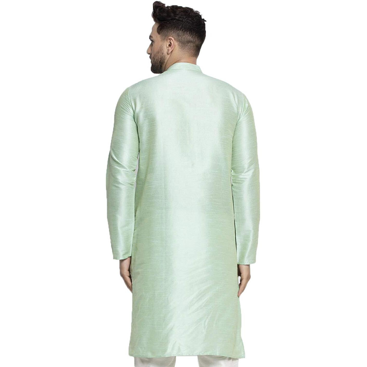 Jompers Men Solid Dupion Silk Kurta(Green, M)