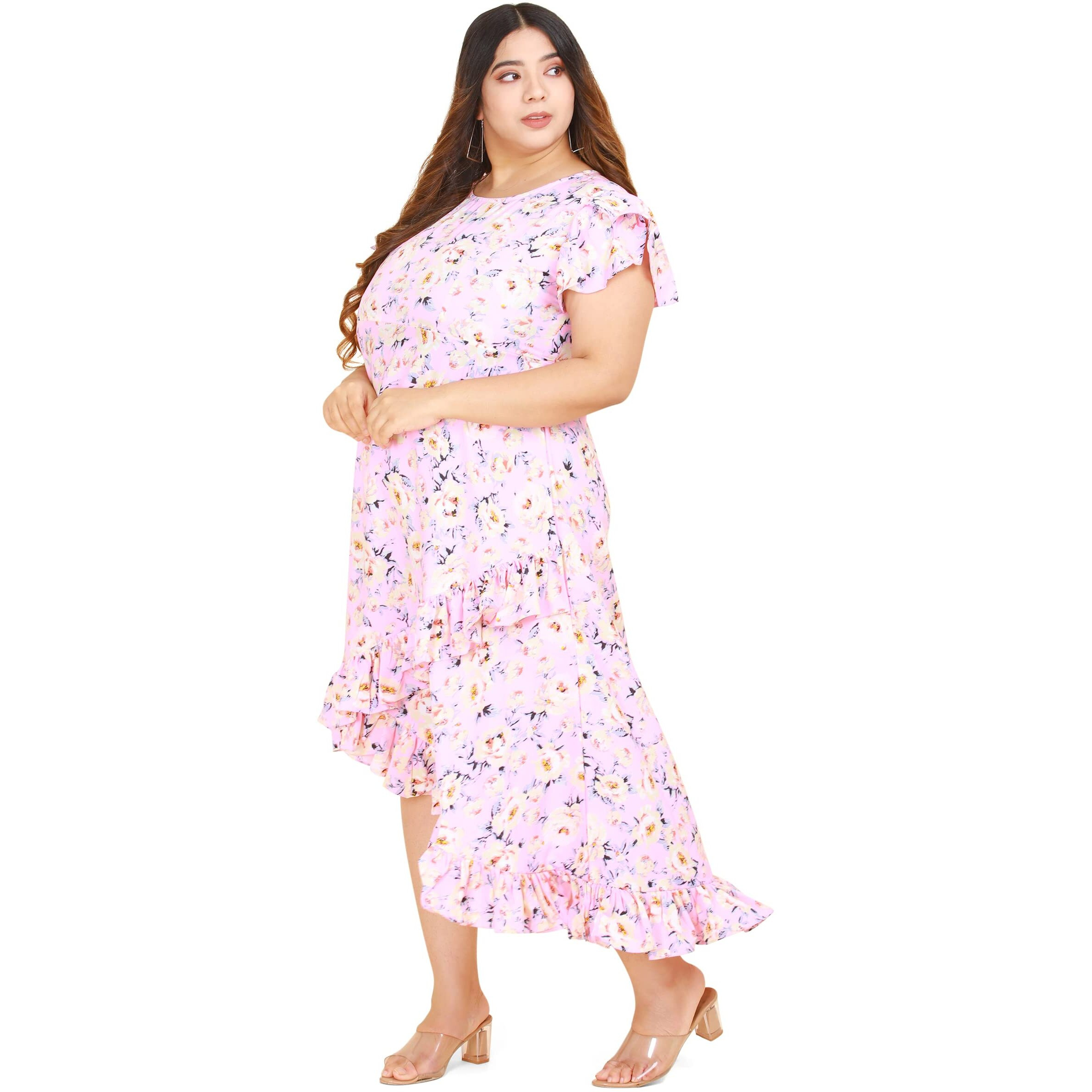 Oomph Women's Western & Fusion Wear Crepe Wrap Maxi Dress - Pink