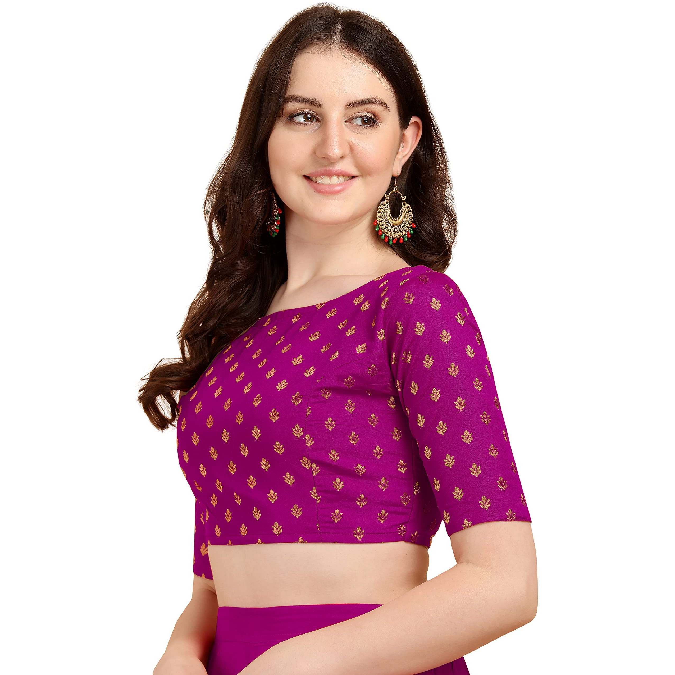 Oomph Jacquard Pink Readymade Blouse For Women - Rbbl48Xl