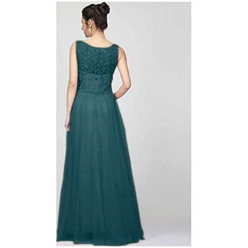 Patlani Women's Net Embroidery Aline-Flered Gown Dress For Women Full Stitched Gown Ready To Wear.(All Over-Teal-L)