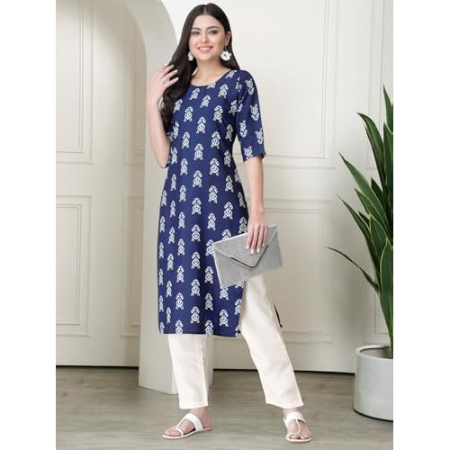 Pinkmint Women's Crepe Printed Kurta Pant Straight Kurta Set For Women(Pack Of 3)