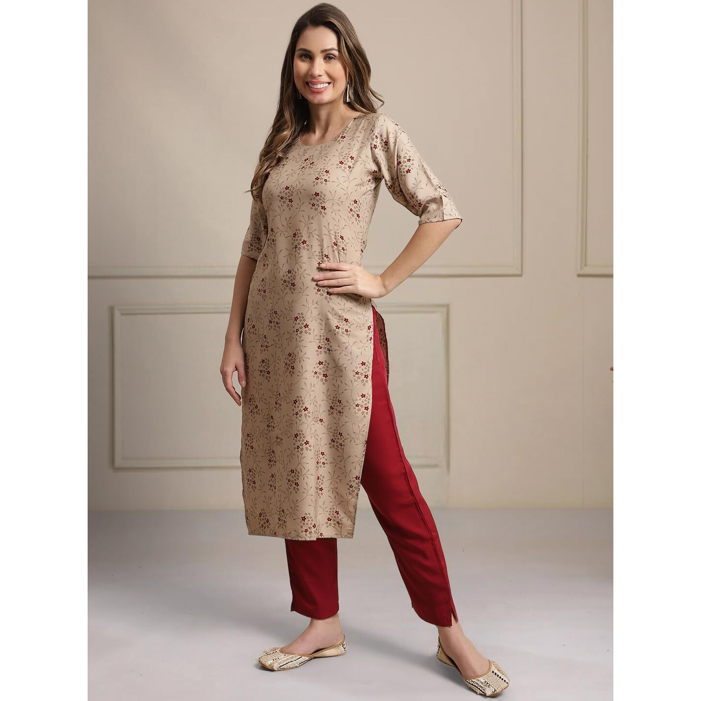 Tee Projekt Printed Crepe Kurti & Pant Set For Women Festival Wear Stylish Kurta Set