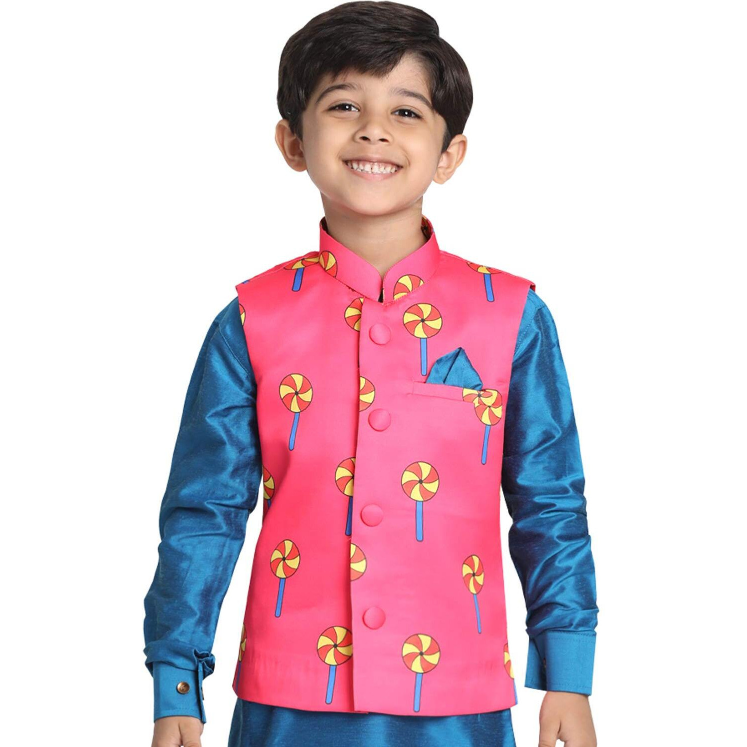Jbn Creation Boys' Pink Cotton Satin Blend Nehru Jacket_Jbnbj007Pn_18