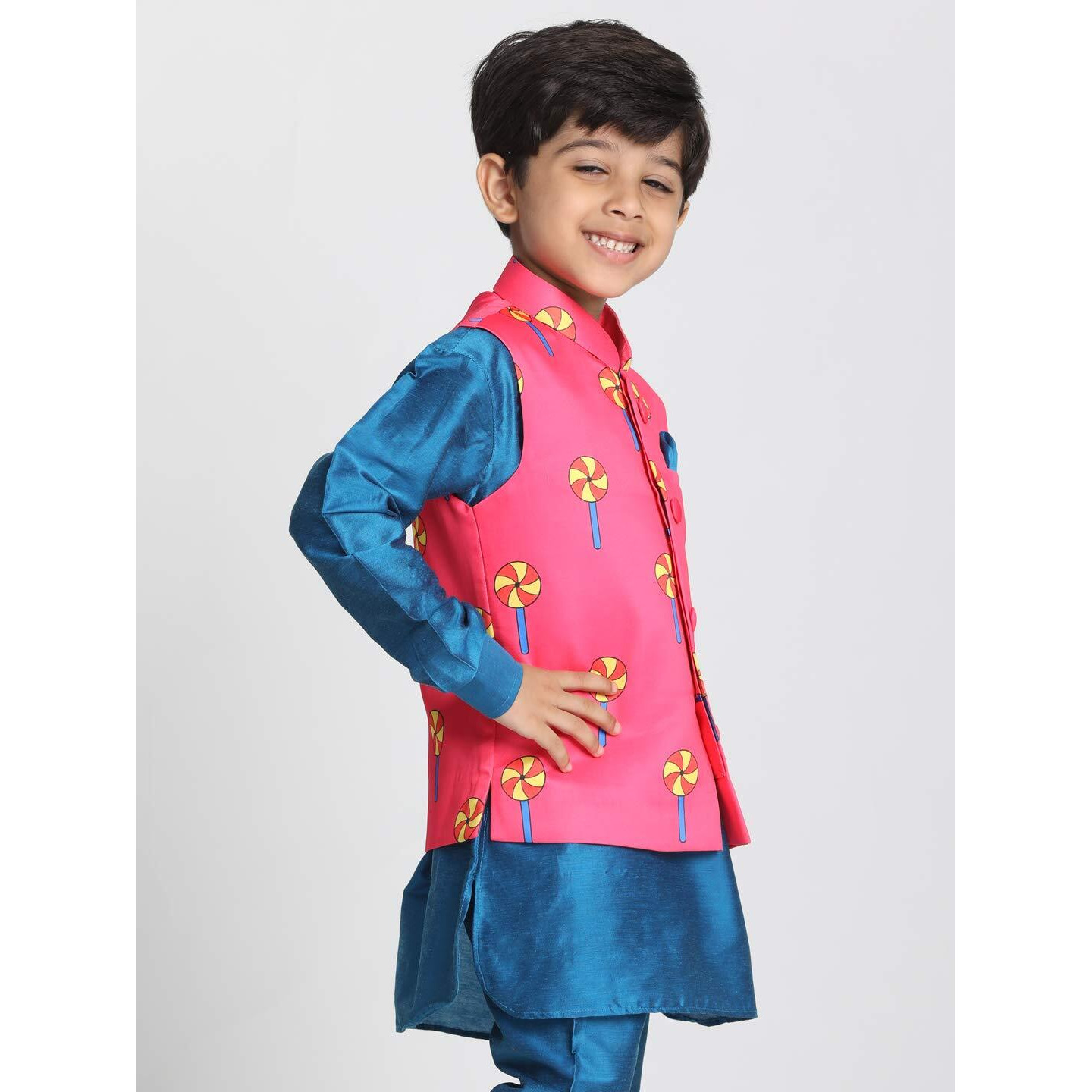 Jbn Creation Boys' Pink Cotton Satin Blend Nehru Jacket_Jbnbj007Pn_18