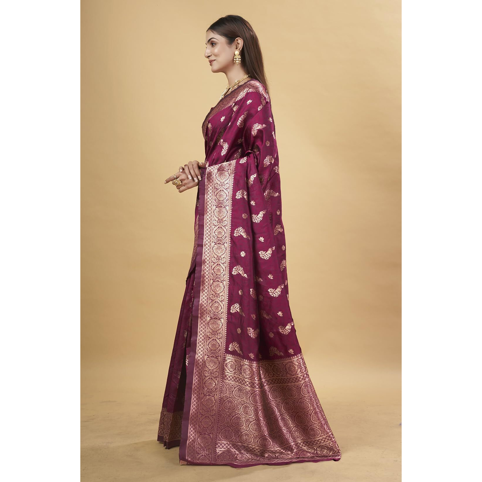 Shasmi Women's Banarasi Saree Pure Kanjivaram Silk Saree Soft New Ladies 2025 Design Wear Pattu Sarees Latest Party Sari Collections With Blouse Piece For Wedding Sadi (Pari-188 Maroon)