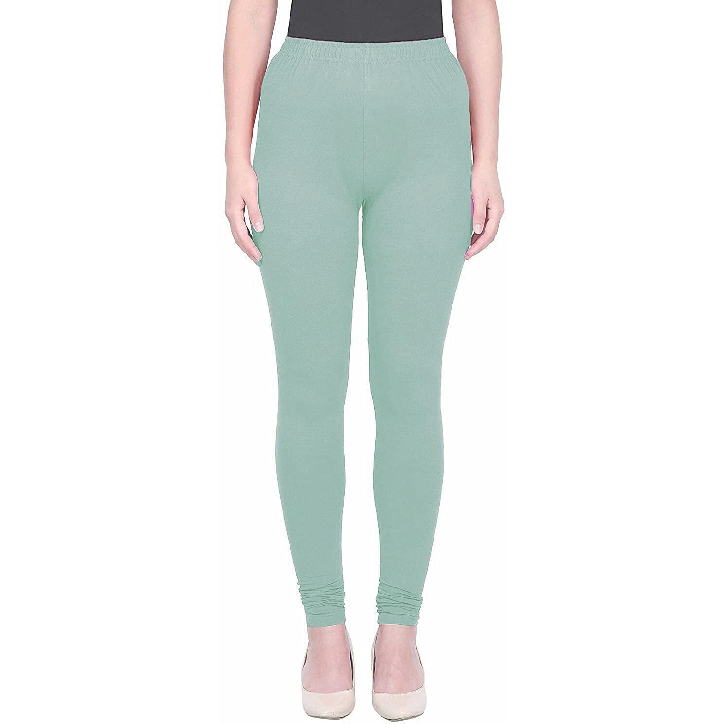 Shasmi Women's Stretch High Rise Leggings Chudidar Green Light 110_Pastel Medium