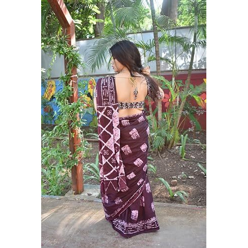 Shiv Textiles Womens Wine Cotton Printed Saree For Women (Smc-St-153-Wine)