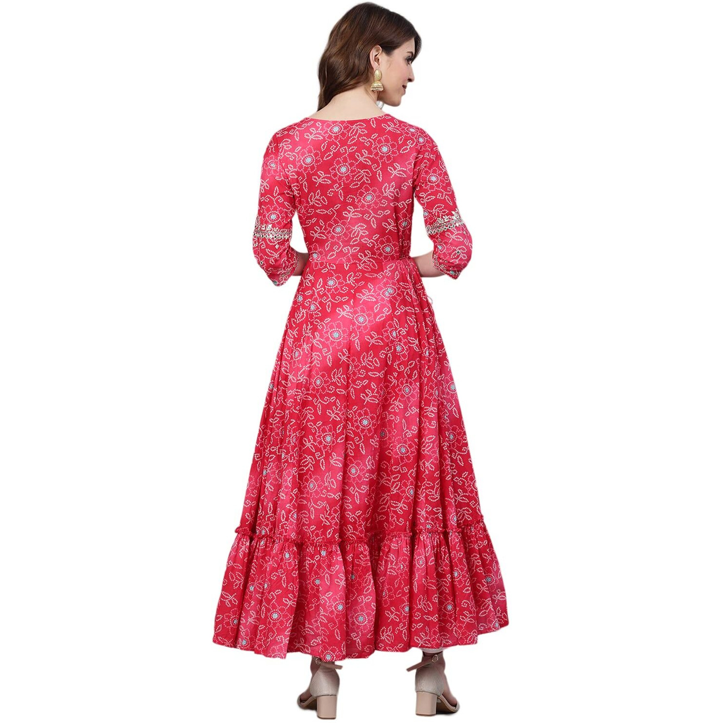 Ishin Women's Viscose Rayon Anarkali Embellished Kurta Kpm-10040_S_Pink