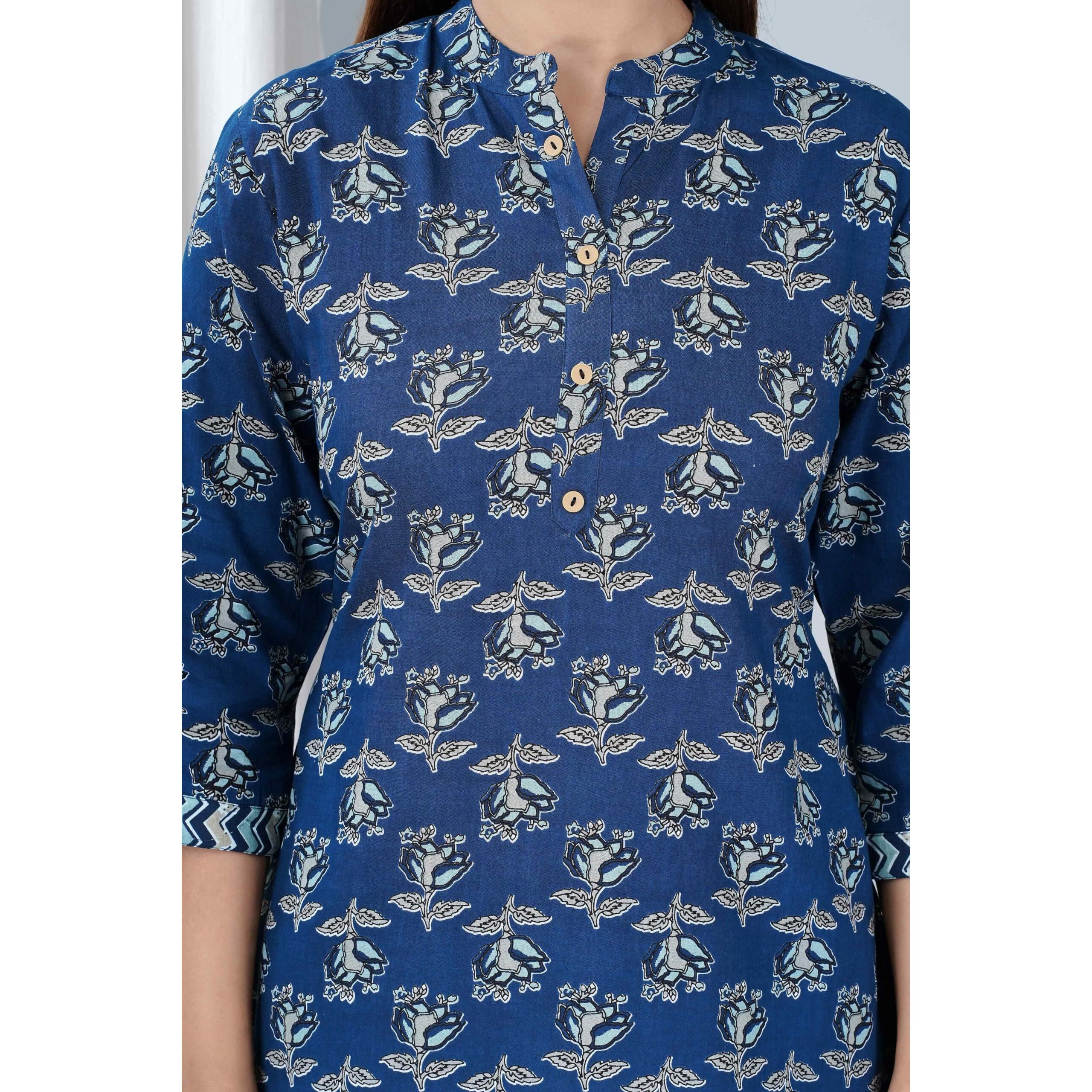 Jikonet Women's Regular Straight Short Kurti/Kurta - 529, (Xx-Large, Blue)