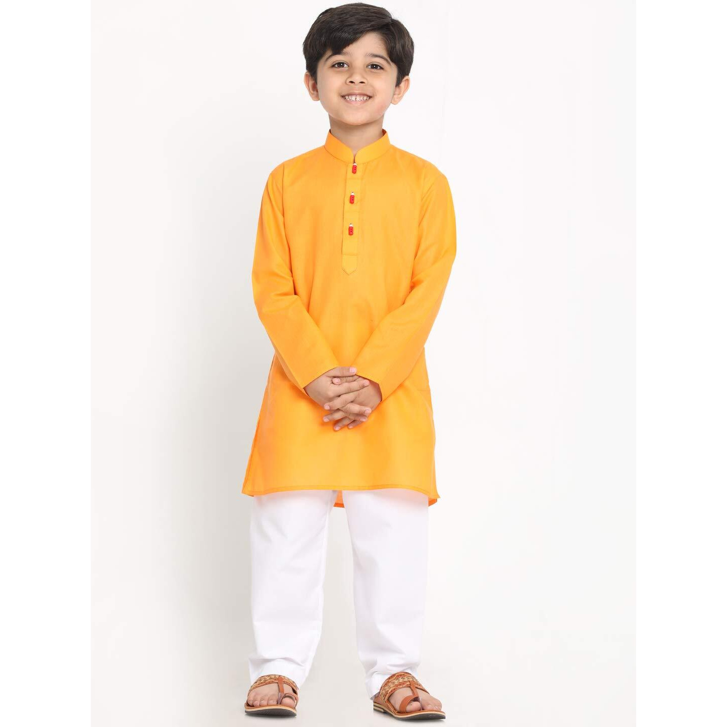 Jbn Creation Boys' Orange Cotton Blend Kurta And Pyjama Set_Jbnbk066Ornpwh_18