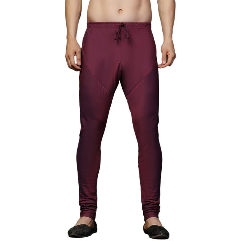 Kisah Men's Churidar, Magenta Solid Cotton Blend (38)