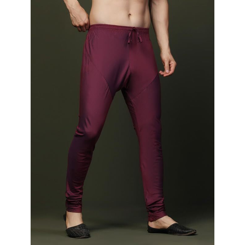Kisah Men's Churidar, Magenta Solid Cotton Blend (38)