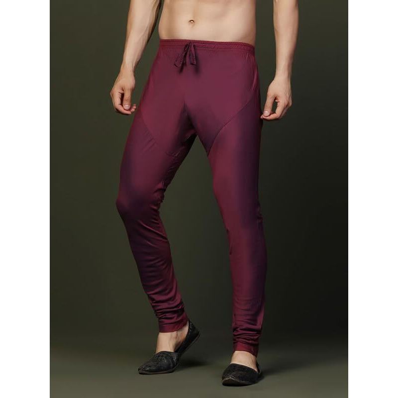 Kisah Men's Churidar, Magenta Solid Cotton Blend (38)