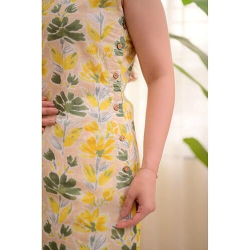 Leriya Fashion Women's Viscose Rayon Regular Floral (Lf-W.Kurta Set-K2768&P190_Yellow