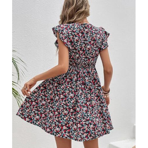 Greciilooks Womens Fit And Flare Rayon Regular Fit Western Dress (Multicolor, X-Large)