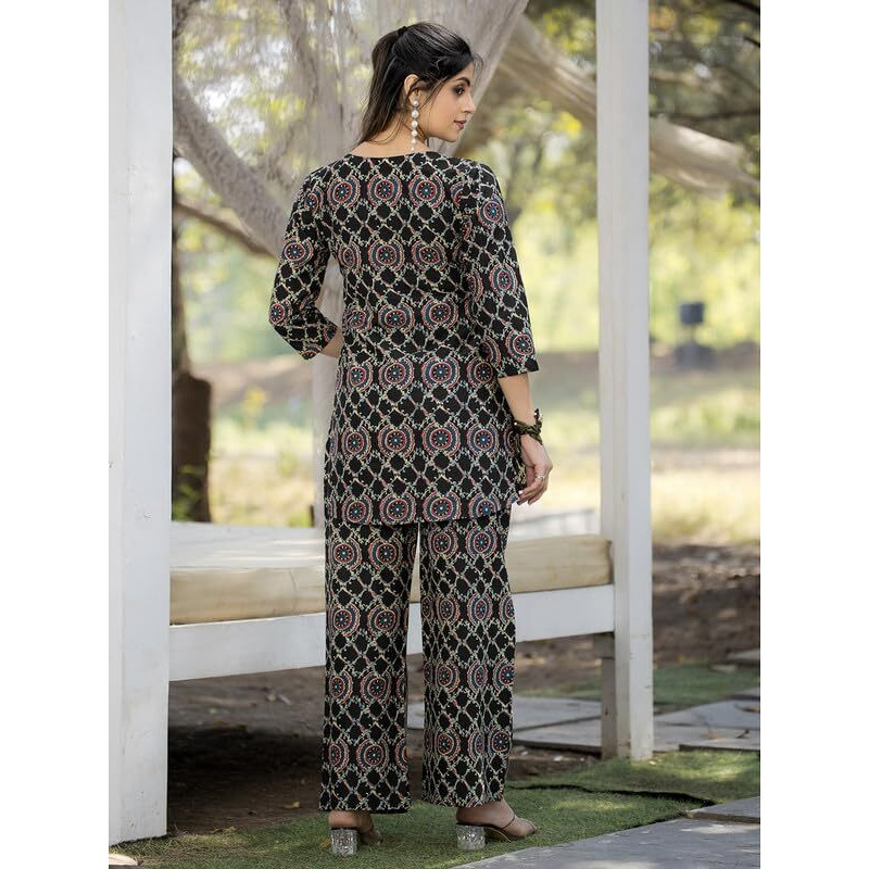 Tee Projekt Cotton Ethnic Wear Co Ord Set For Women | Co Ord Set For Women Stylish Black