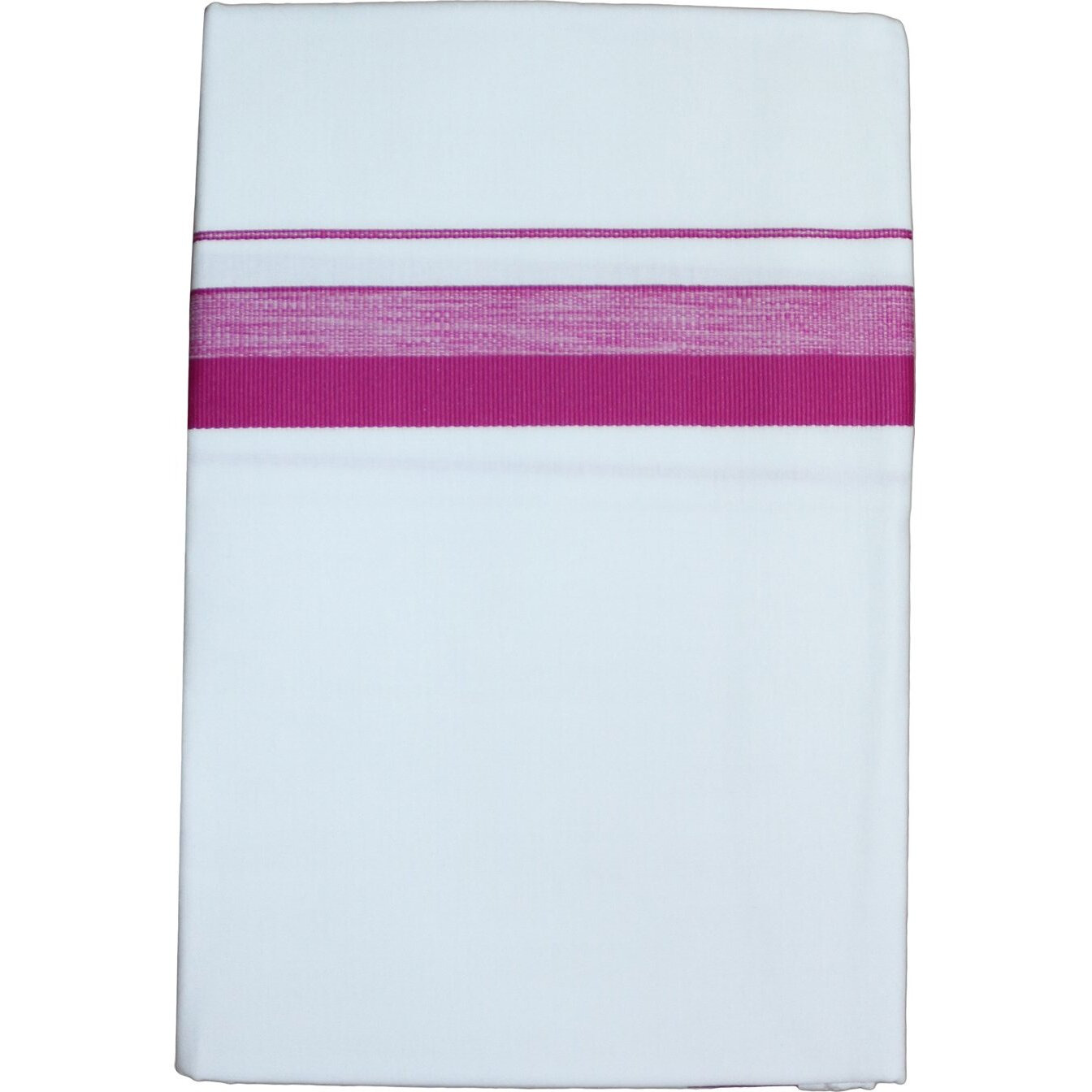 Prakasam Cotton Mens White Single Poly Cotton Dhoti With Fancy Border (1.28X2.00 Mtrs) (Gold Star) (Purple)