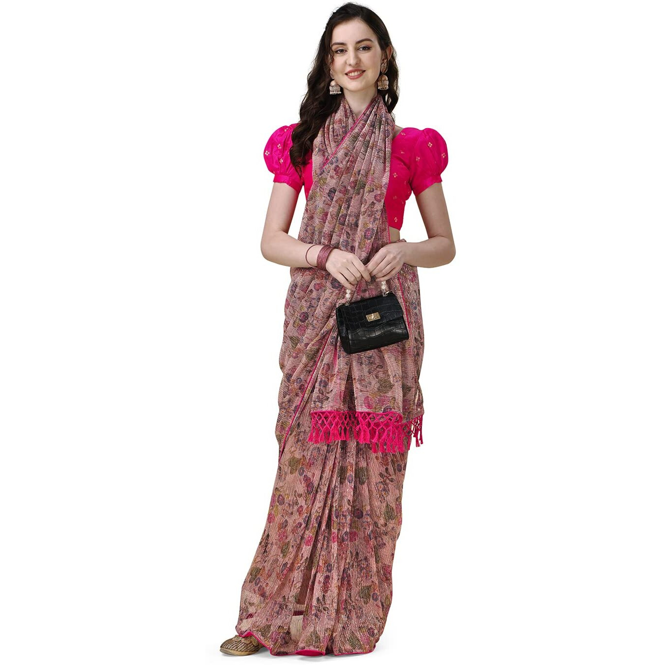 Pratham Blue Women's Sequins Silk Fancy Saree With Blouse Piece (Pb-340_Beige)