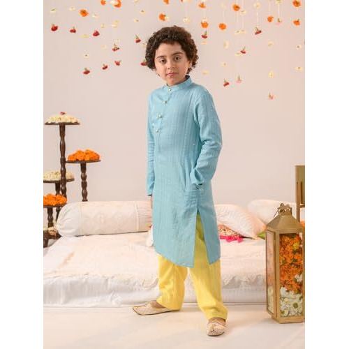 Pspeaches Boys Ethnic Motifs Printed Regular Pure Cotton Kurta With Pyjamas