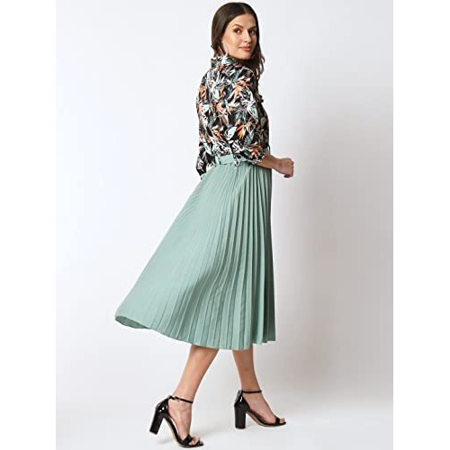 Kzully Women's Rayon A-Line Midi Dress (A1_Mix Patti-L_Multi Multicolour