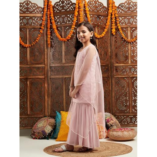 Pspeaches Girl's Rayon Shrara Set (Sha-Pinkseq-2-3Y_Pink