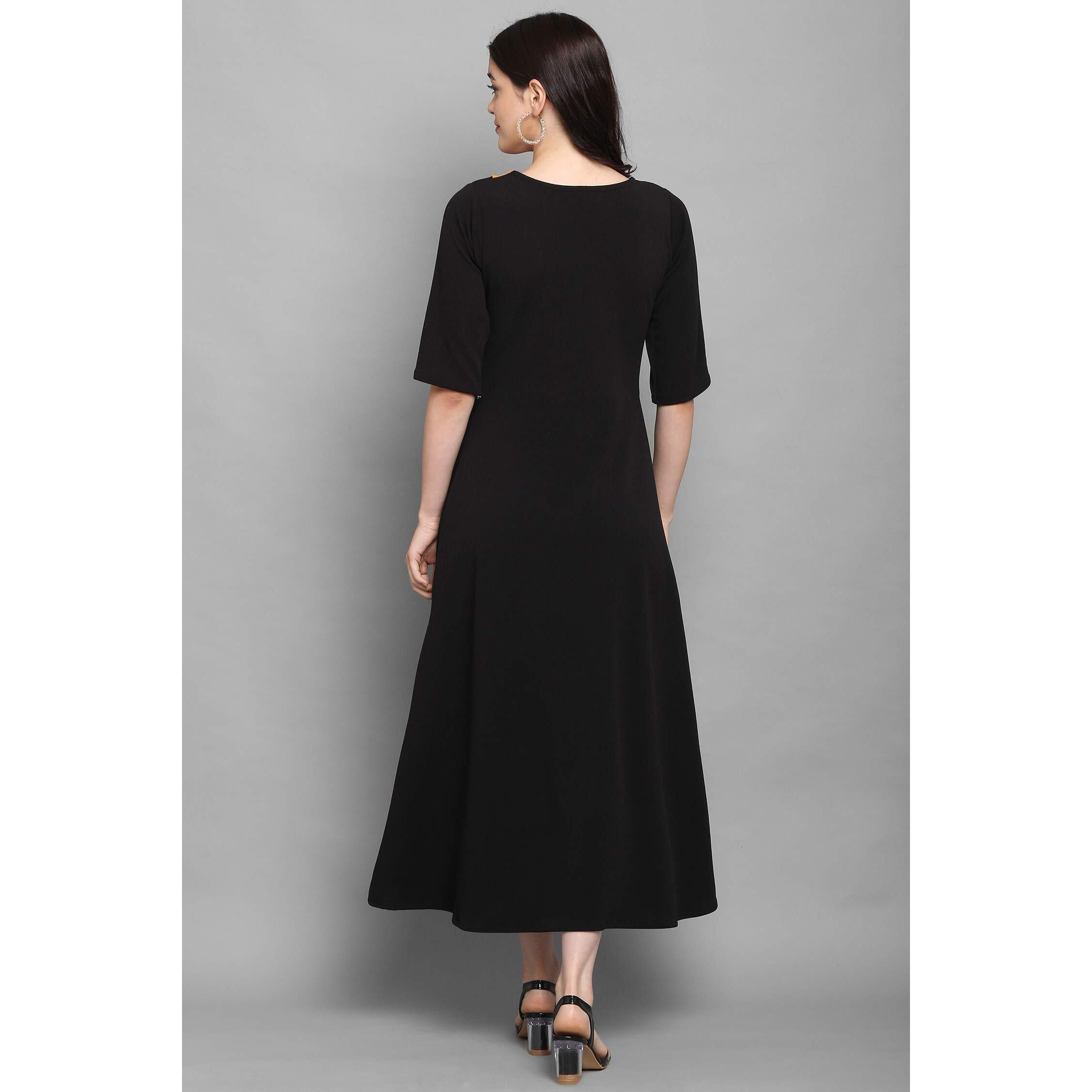 Purvaja Women's Corduroy Empire Waist Maxi Cocktail Dress (Lucy-022-Yw-Bl-Xl_Black