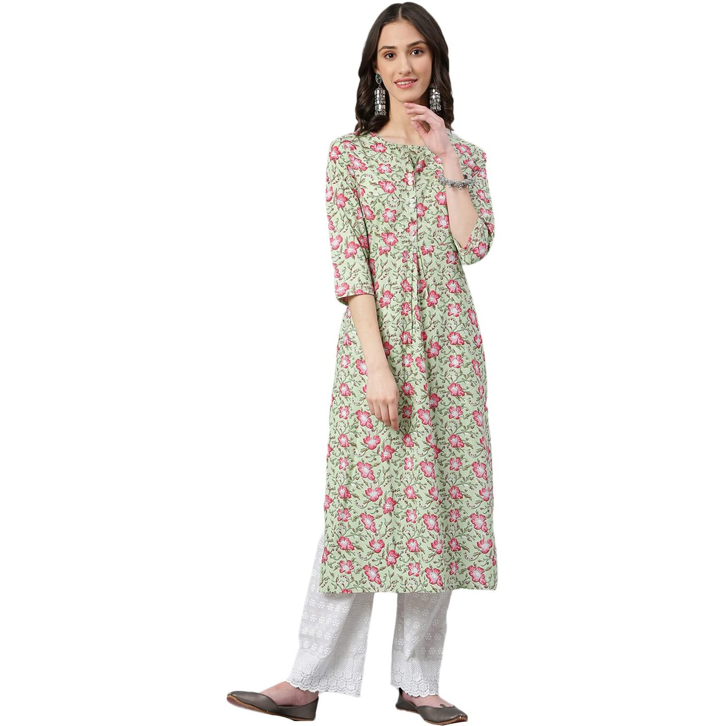 Idalia Sage Green Floral Printed Kurta