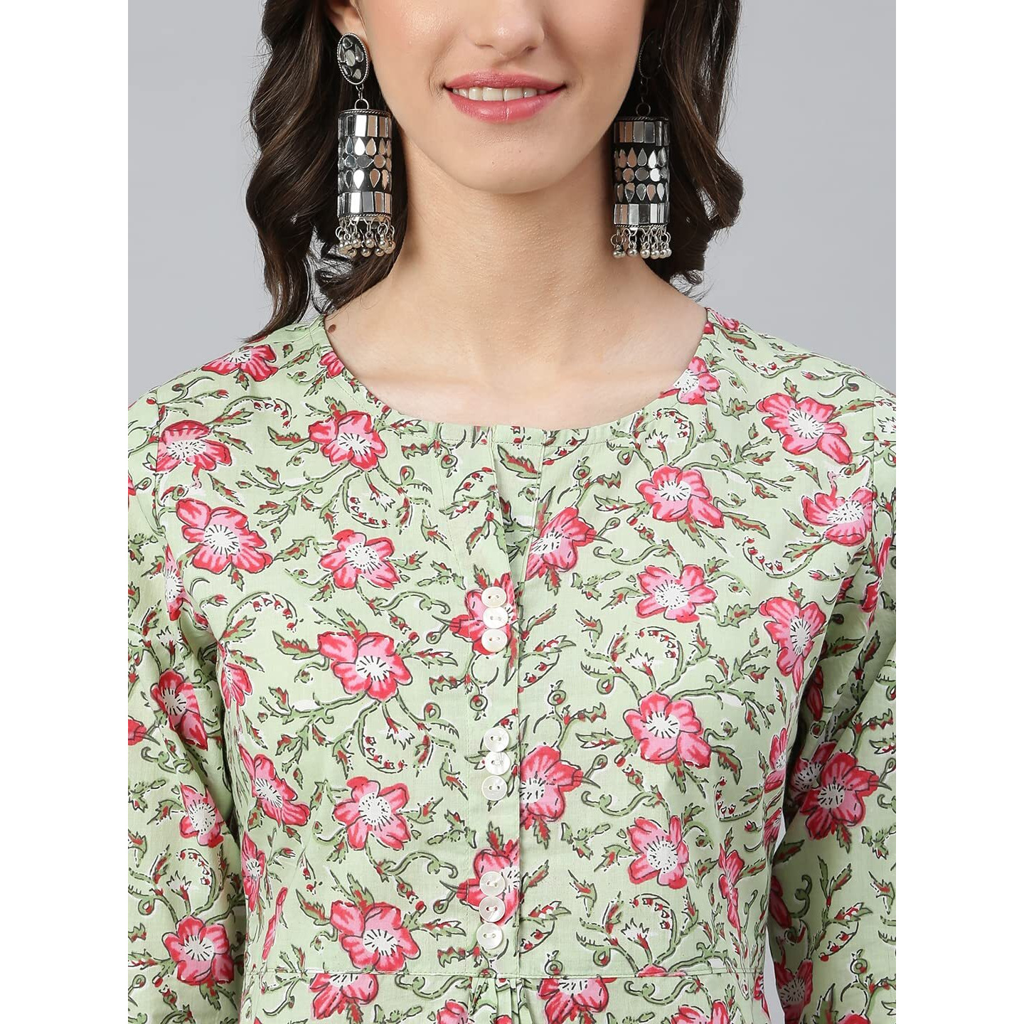 Idalia Sage Green Floral Printed Kurta