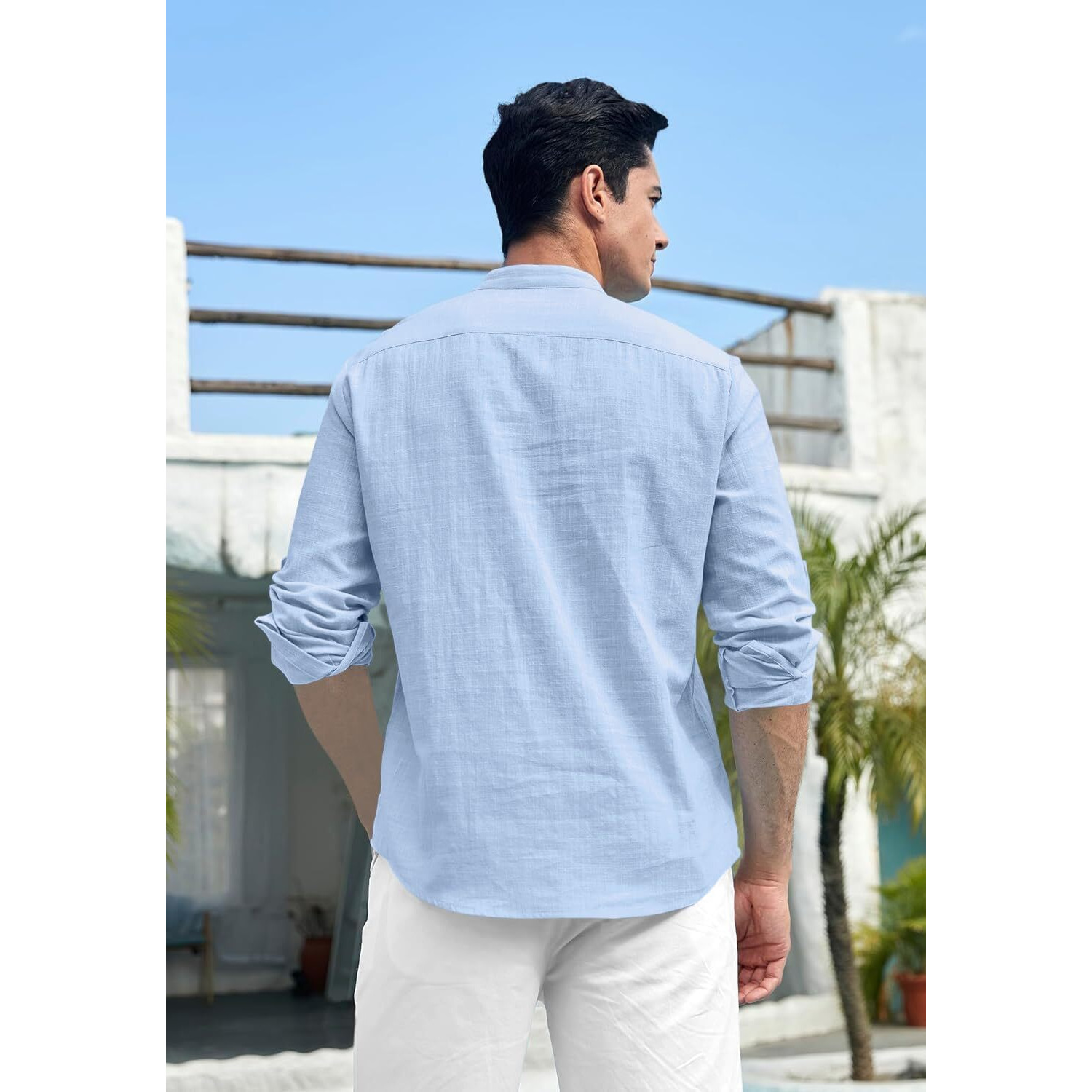 Royalscout Men Cotton Blend Full Sleeve Short Kurta Sky