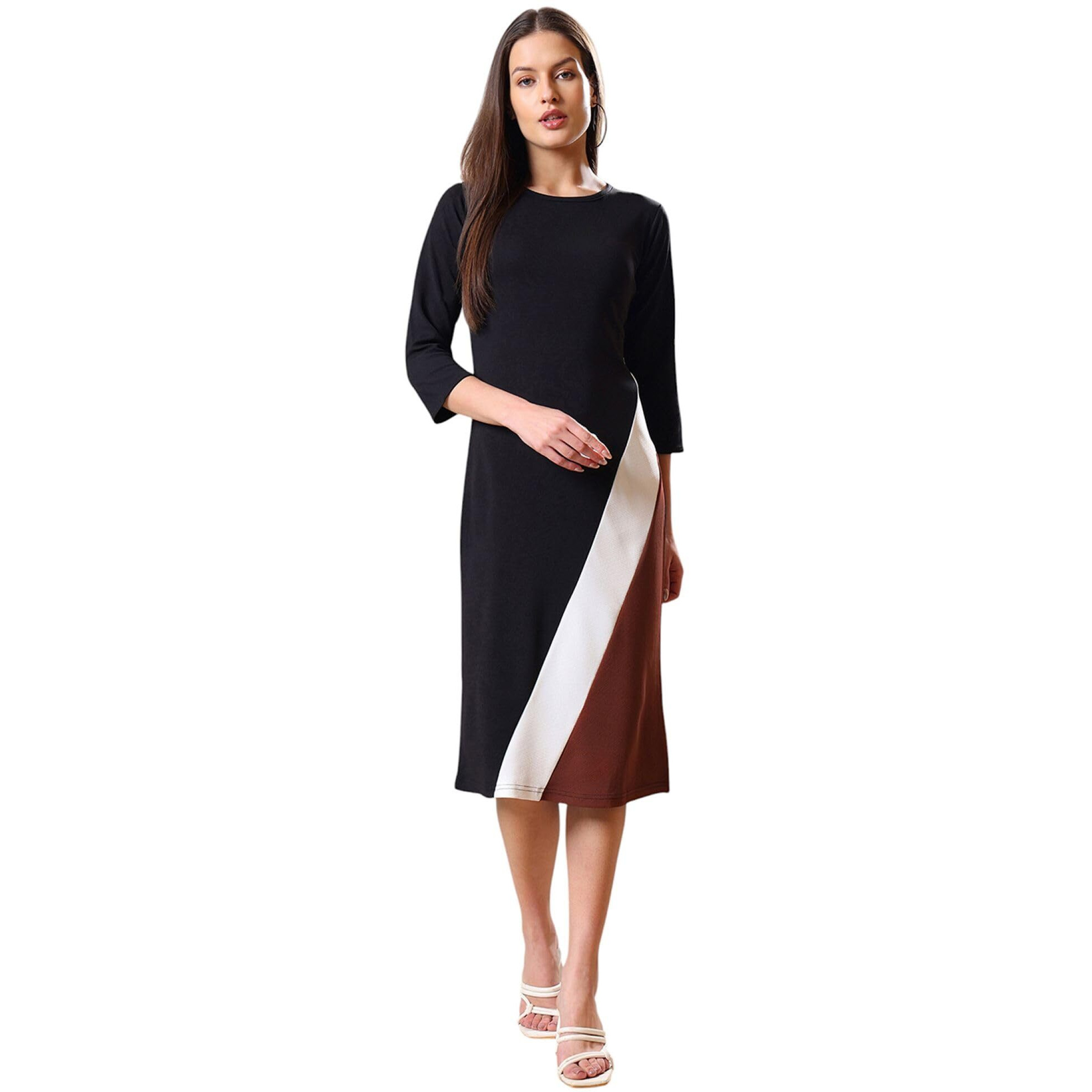Purvaja Womens Bodycon Knee Length Dress(Lucy-342-348) (Bely-199_2Xl_Brown)