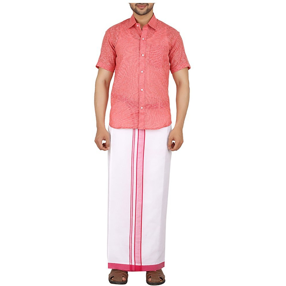 Prakasam Cotton Men's Cotton Dhoti_Moon Vel-Pkt-Pink_Pink_44