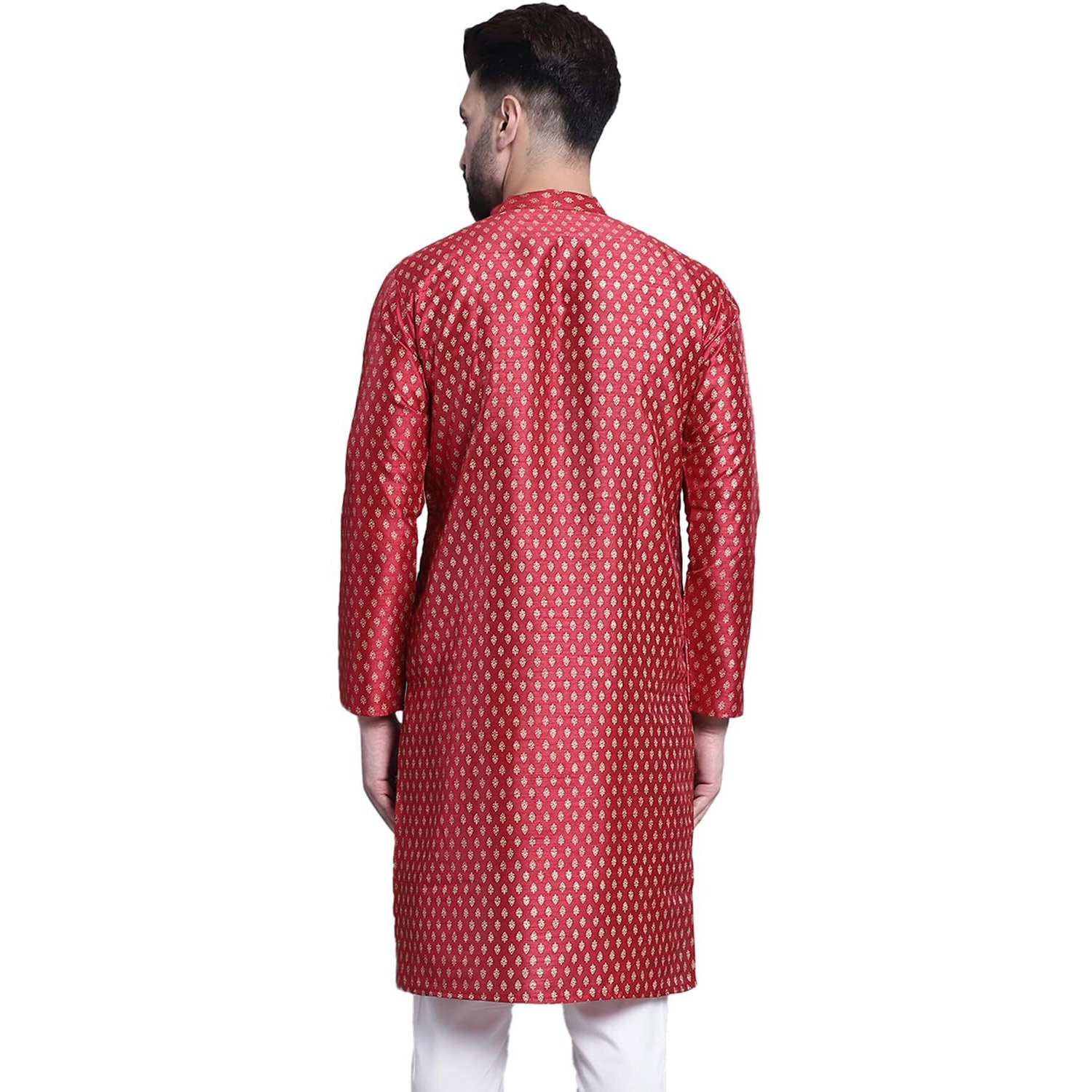 Sojanya (Since 1958 Men's Silk Blend Maroon Printed Only Long Kurta
