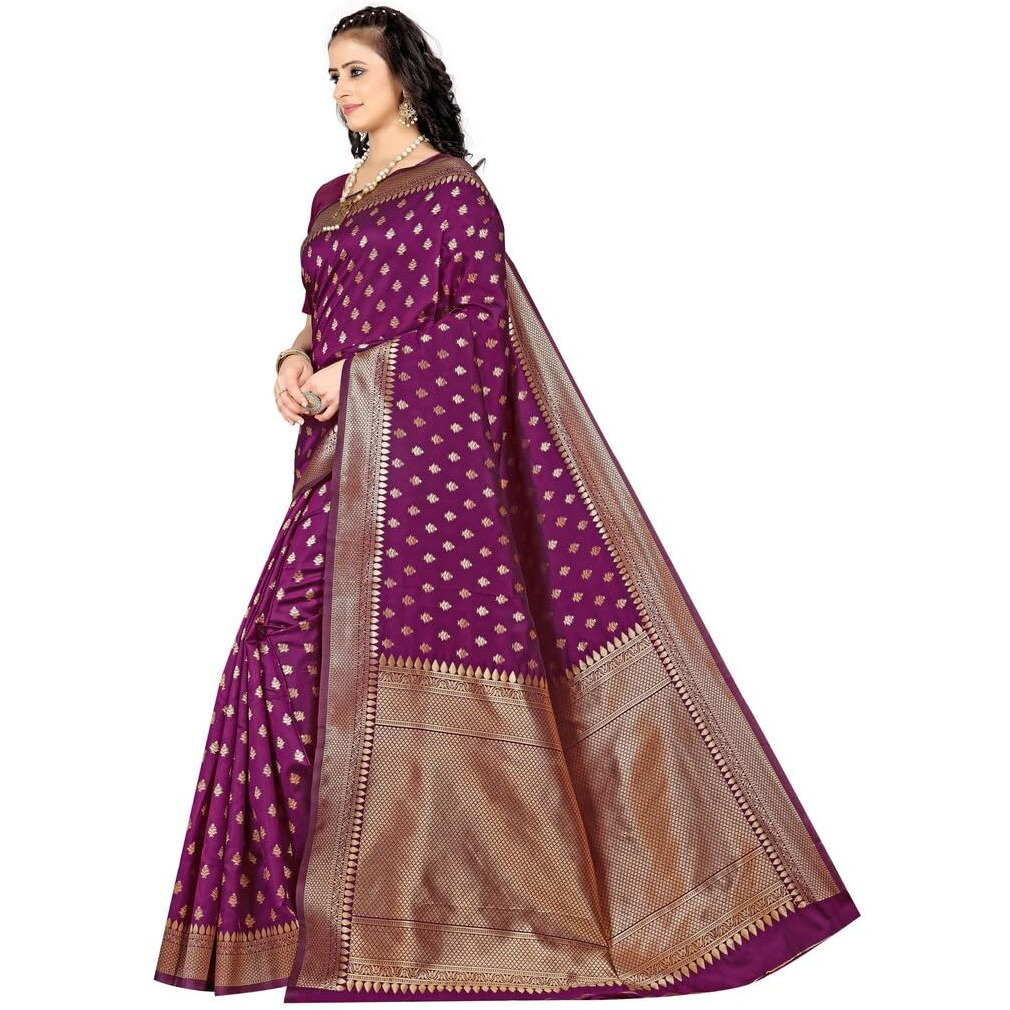 Sugathari Women's Banarasi Saree Pure Kanjivaram Silk Saree Soft New Ladies 2023 Design Wear Pattu Sarees Latest Cotton Party Sari Collections With Blouse Piece For Wedding Sadi (Sam Pari-180 Wine)