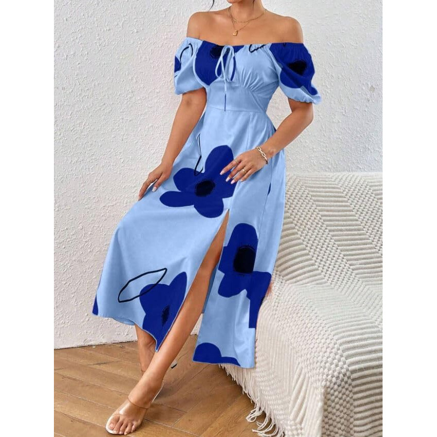 Greciilooks Women Dress | Summer Dress (In, Alpha, L, Blue)