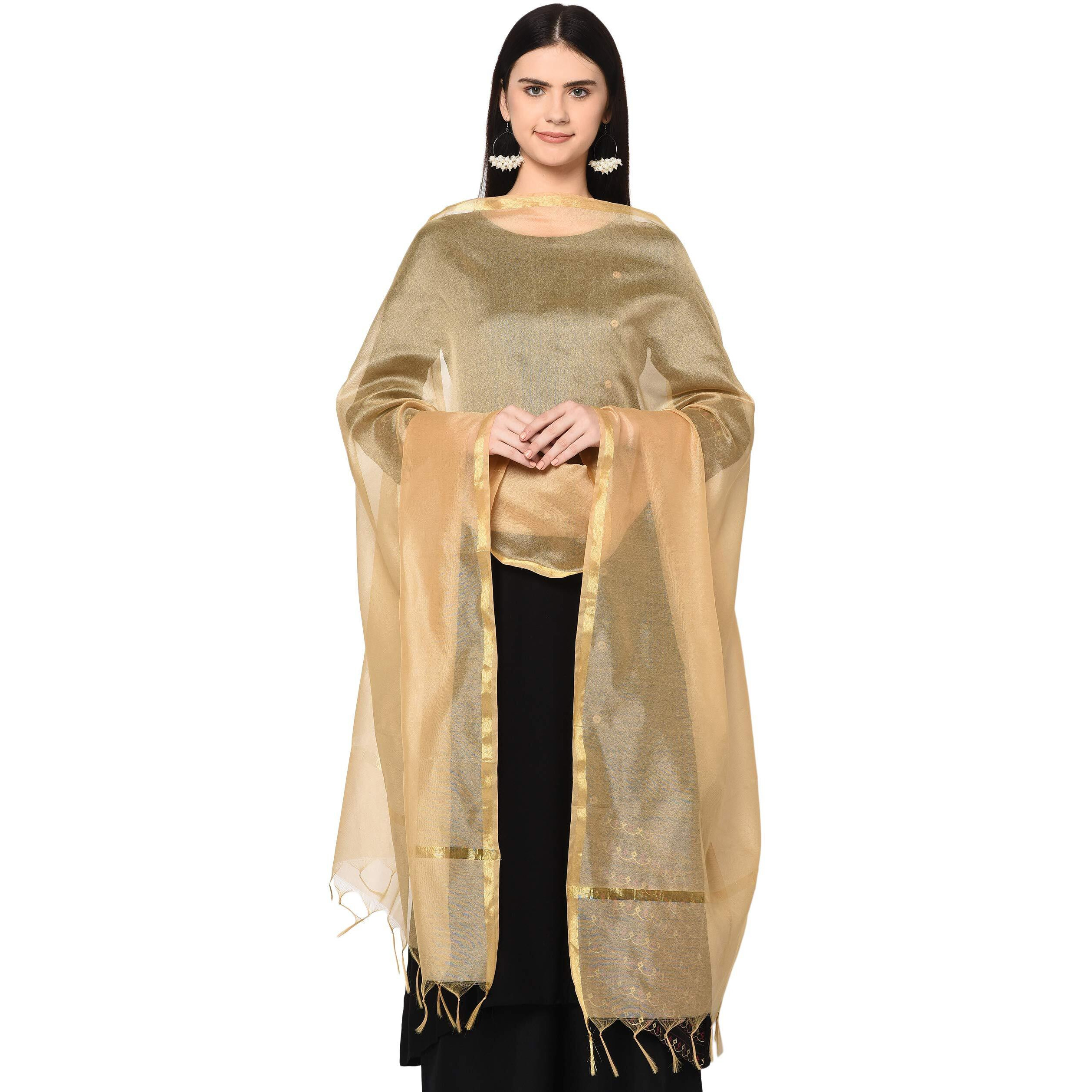 Weavers Villa Women's Banarasi Poly Silk Plain Dupatta (Beige, 2.25 Meters)