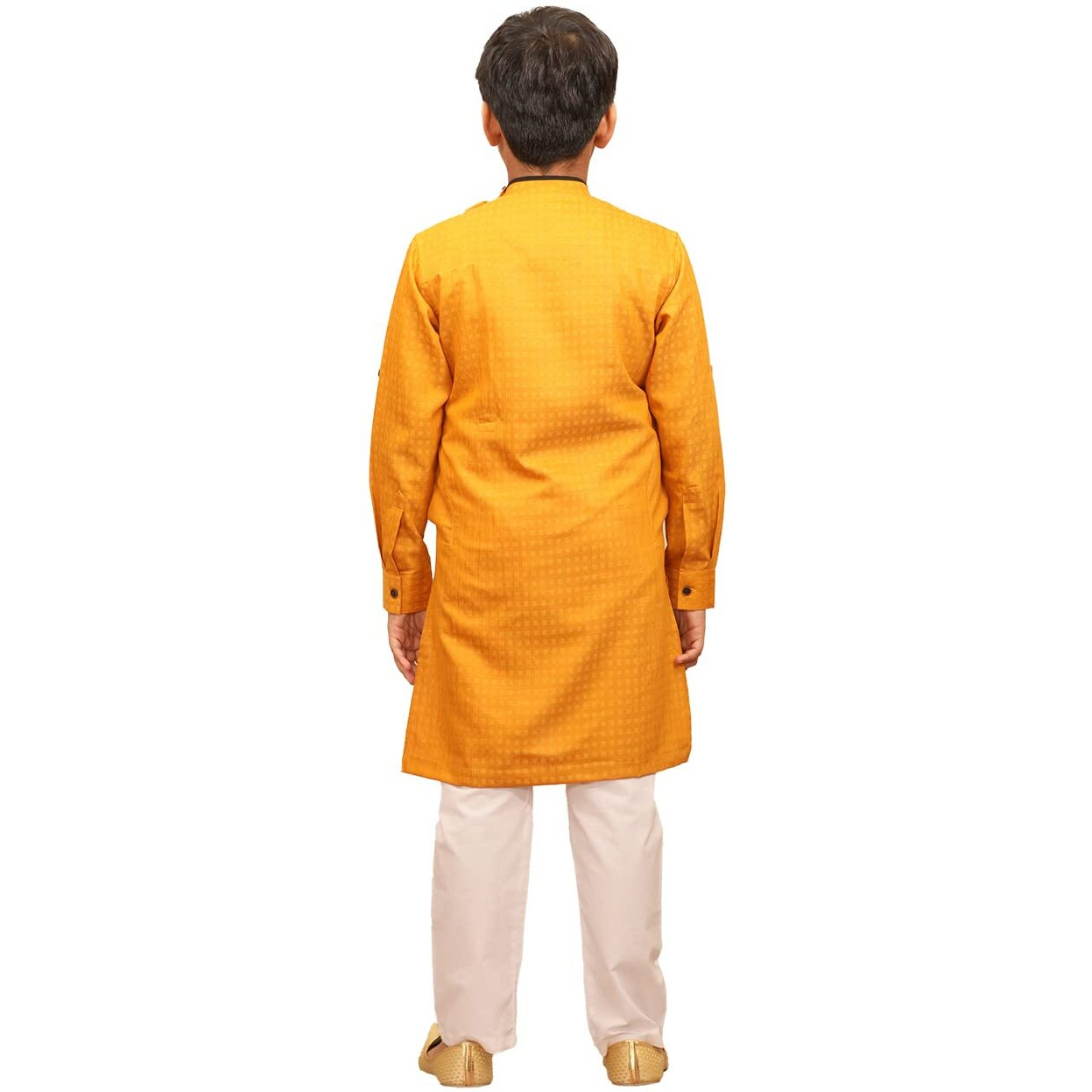 Manyavar Blended Silk Full Sleeve Zari And Stone Kurta Pajama Set For Kids And Boys(4-5 Years)
