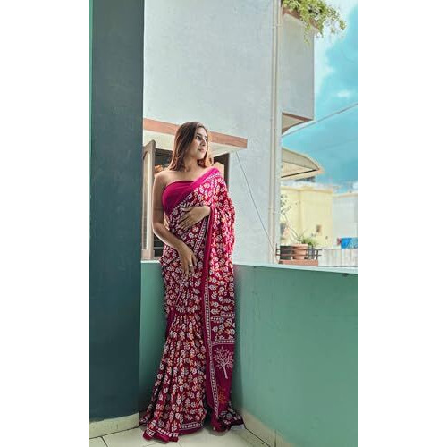 Shiv Textiles Womens Maroon Cotton Printed Saree For Women (Smc-St-109-Maroon)