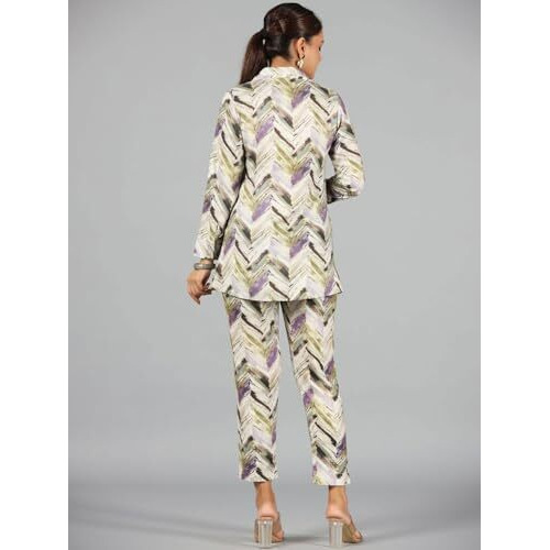 Nainvish Women's Yellow & Purple Printed Straight Rayon Blend Collar Neck Co-Ord Set (Sd731_Kb-Xl_Yellow & Purple)